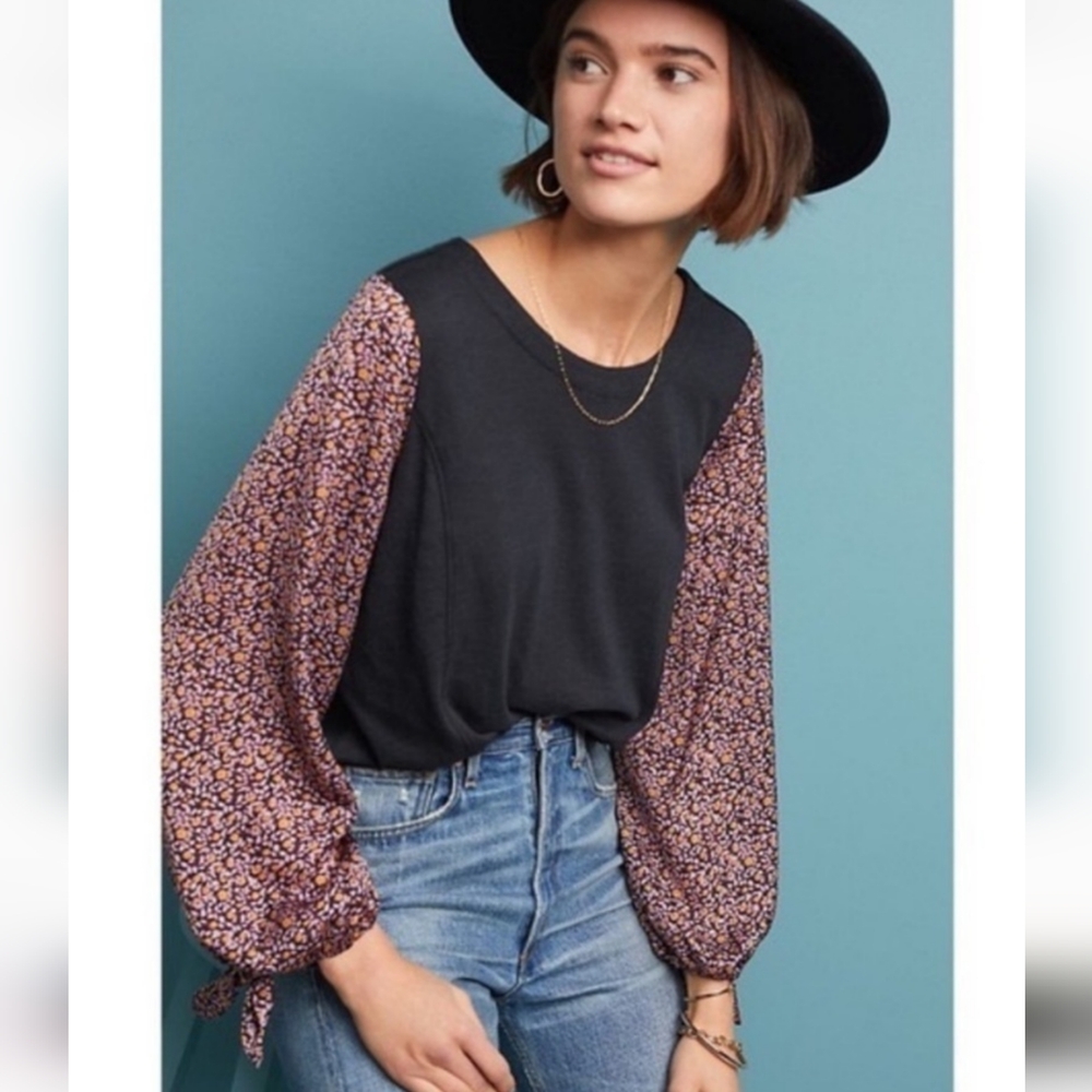 NWT Anthropologie | Floral Balloon Sleeve Top